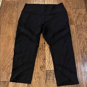 LuluLemon Black with Sheer Panel Leggings size 12